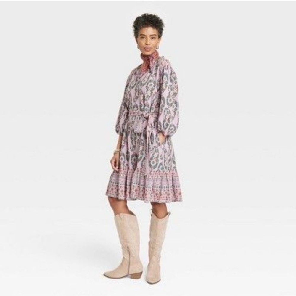 Knox Rose Boho Floral Belted Midi Dress